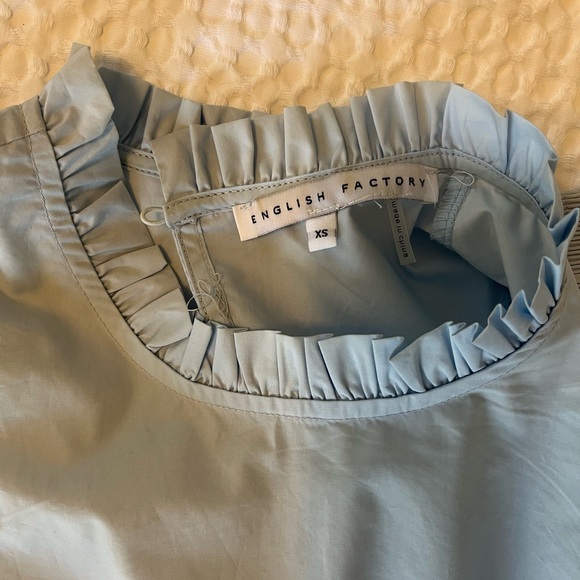 English factory cotton poplin flutter sleeve top - Picture 2 of 2